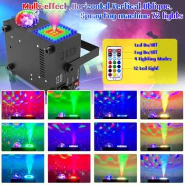 IMONE 2 in 1 Horizontal,Vertical Fog Machine Halloween with Disco Ball,Smoke Machine Fog 72 Lights in Squar,Fog Machine Outdoor with Remote,Fog Machine Indoor,Fog Machine for Stage Wedding DJ Party