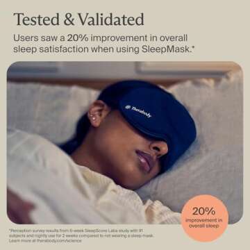 Therabody Sleep Mask Ultra-Comfortable, 100% Blackout Sleep Eye Mask with Gentle Eye Massager Vibration for Stress Relief, Headache Relief & Self Care - Facial Massager Sleeping Mask for Women & Men