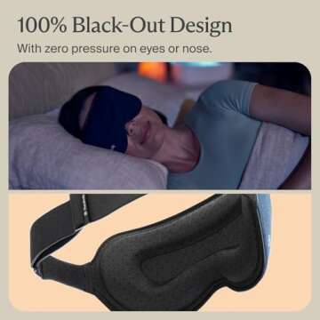 Therabody Sleep Mask Ultra-Comfortable, 100% Blackout Sleep Eye Mask with Gentle Eye Massager Vibration for Stress Relief, Headache Relief & Self Care - Facial Massager Sleeping Mask for Women & Men