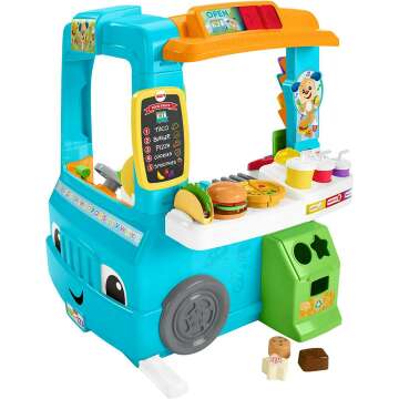 Fisher-Price Laugh & Learn Servin' Up Fun Food Truck, interactive play center with Smart Stages learning content for toddlers ages 18 months and up
