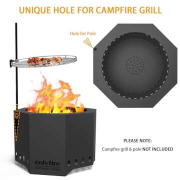 Onlyfire Wood Burning Fire Pit with Ash Pan, 24 Inch Portable Outdoor Bonfire Firepit for Camping Tailgating Patio Backyard Party Outside, Smokeless Wood Fire Fireplace, Modern Black FP013