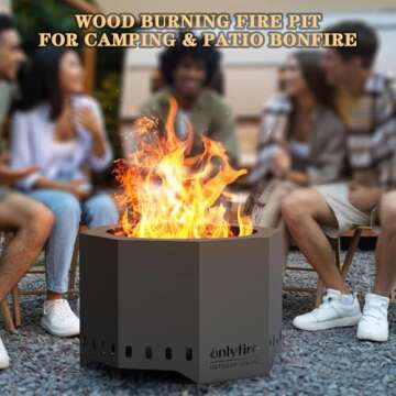 Onlyfire Wood Burning Fire Pit with Ash Pan, 24 Inch Portable Outdoor Bonfire Firepit for Camping Tailgating Patio Backyard Party Outside, Smokeless Wood Fire Fireplace, Modern Black FP013