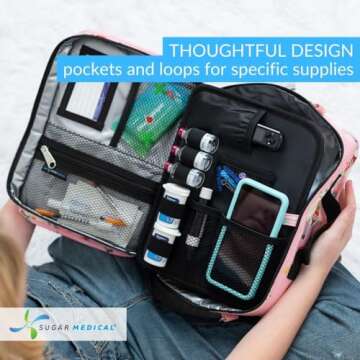 Sugar Medical Insulated Diabetes Travel Bag | Diabetes Supply Case | Diabetic Care Products | Diabetic Supplies Travel Case | Diabetic Supply Bag | Glucose Meter Case| Diabetes Care(Llama)