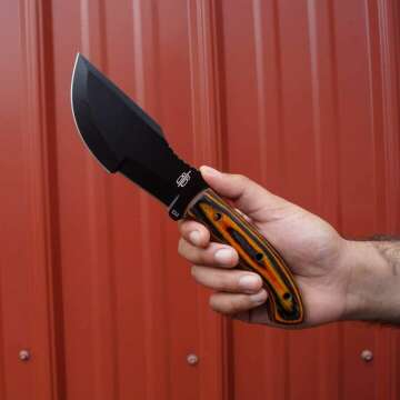 Buck n Bear Custom Handmade D2 Steel Fixed Blade Tactical Bushcraft Tracker Survival Hunting Knife (Maple Burl Handle)
