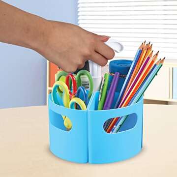 Learning Resources Create-a-Space Storage Mini Center - Blue, Classroom Craft Keeper, Maker Space, Small Space Storage, Teacher Organizer, Home School Accessories, 4 Piece Set