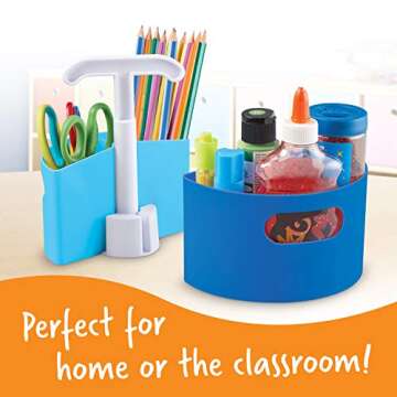 Learning Resources Create-a-Space Storage Mini Center - Blue, Classroom Craft Keeper, Maker Space, Small Space Storage, Teacher Organizer, Home School Accessories, 4 Piece Set