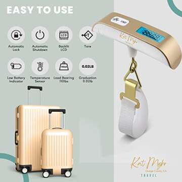 Kat Myhr Digital Luggage Scale - Travel Digital Luggage Weight Scale - Portable Luggage Bag Weight Suitcase Scale - Travel Weight Luggage Scales Suitcase Weighing Scale - Luggage Baggage Weight Scale