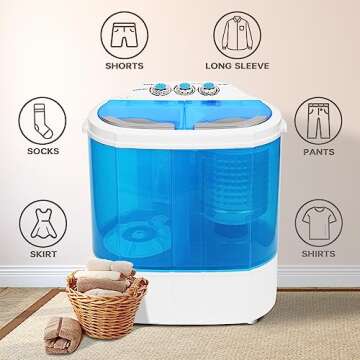 Portable Washer Mini Washing Machine 13lbs Twin Tub - Ideal for Laundry, Dorms & RVs