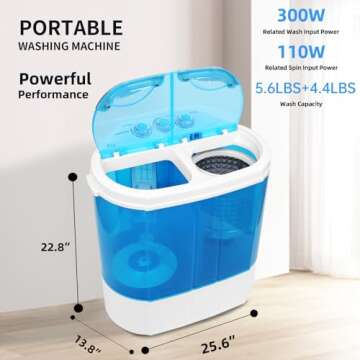 Portable Mini Washer 13lbs Twin Tub for Easy Laundry