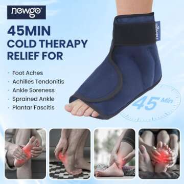 NEWGO Foot Ice Pack Wrap for Plantar Fasciitis, Ice Pack for Ankle Foot Achilles Tendon, Bunion Surgery, Heel Spur, Reusable Heel Ice Pack for Foot Injury and Pain Relief - Blue