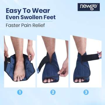 NEWGO Foot Ice Pack Wrap for Plantar Fasciitis, Ice Pack for Ankle Foot Achilles Tendon, Bunion Surgery, Heel Spur, Reusable Heel Ice Pack for Foot Injury and Pain Relief - Blue