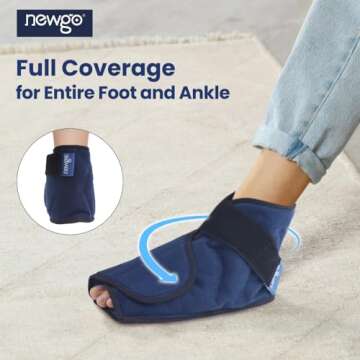 NEWGO Foot Ice Pack Wrap for Plantar Fasciitis, Ice Pack for Ankle Foot Achilles Tendon, Bunion Surgery, Heel Spur, Reusable Heel Ice Pack for Foot Injury and Pain Relief - Blue