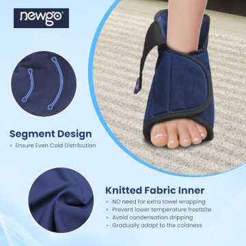 NEWGO Foot Ice Pack Wrap for Plantar Fasciitis, Ice Pack for Ankle Foot Achilles Tendon, Bunion Surgery, Heel Spur, Reusable Heel Ice Pack for Foot Injury and Pain Relief - Blue