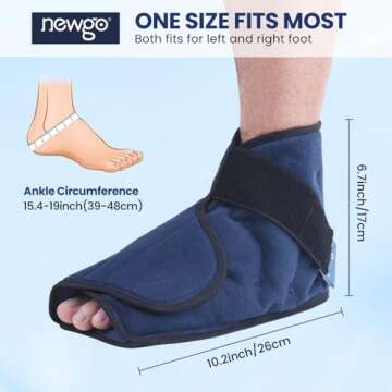 NEWGO Foot Ice Pack Wrap for Plantar Fasciitis, Ice Pack for Ankle Foot Achilles Tendon, Bunion Surgery, Heel Spur, Reusable Heel Ice Pack for Foot Injury and Pain Relief - Blue