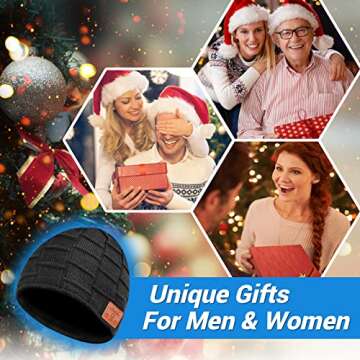 Stocking Stuffers for Men Bluetooth Beanie - Bluetooth Hat Christmas Tech Gifts for Men Dad Women Husband Him Teenagers Boys, Bluetooth Winter Hat with Headphones Unique Birthday Gift Ideas Presents