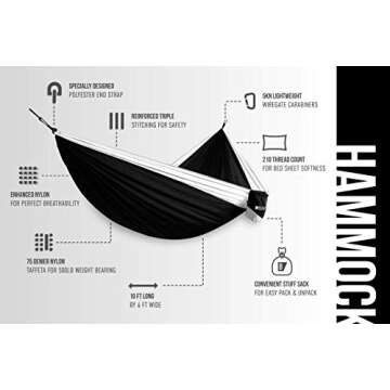 Bear Butt Camping Hammock - Hammock - Camping Gear - 2 Person Hammock - Backpacking Tree Hammock - Double Hammock Camping - Hiking Gear - Portable Hammock for Camping - Travel Hammock - Outdoor