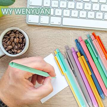 WY WENYUAN Cute Pens, Fine Point Smooth Writing Pens, Personalized Ballpoint Pens Bulk, Flair Colorful Pens, Black Ink 1.0 mm Journaling Pen, Glitter Pens Office Supplies For Women & Men, Note Taking