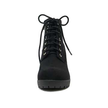 Black Lace-Up Ankle Booties for Women by Soda