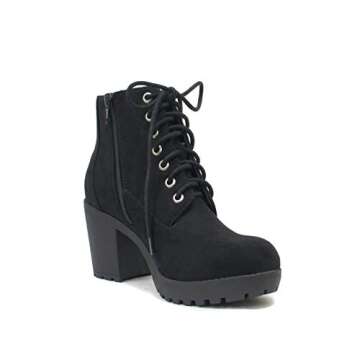 Black Lace-Up Ankle Booties for Women by Soda