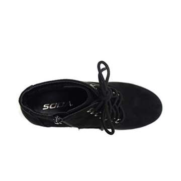 Black Lace-Up Ankle Booties for Women by Soda