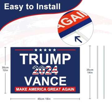 Trump Vance Yard Sign 2024 - Trump Yard Signs, Make America Great Again Signs with Stakes for Yard Lawn Garden 18x12 inch