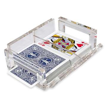 La Canasta Set, Canasta Card Holder Tray with 2 Decks of Playing Cards in Acrylic Box with Sliding Lid and Revolving Base, Keeps Stack of Cards Organized, Easy Rotate and Spins Freely (Green)