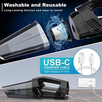 Cordless Handheld Vacuum Cleaner with LED Light