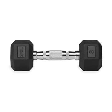 Dumbbells Hand Weights Set of 2-8 lb Rubber Hex Chrome Handle Exercise & Fitness Dumbbell for Home Gym Equipment Workouts Strength Training Free Weights for Women, Men