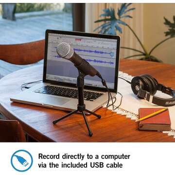 Samson Technologies Q2U USB/XLR Dynamic Microphone Recording and Podcasting Pack (Includes Mic Clip, Desktop Stand, Windscreen and Cables), Silver