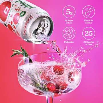 POPPI Sparkling Prebiotic Soda, Beverages w/Apple Cider Vinegar, Seltzer Water & Fruit Juice, Cranberry Fizz, 12oz (12 Pack) (Packaging May Vary)