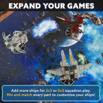 Snap Ships Tactics Starter Box - Tabletop space dogfighting game with constructible models! Build custom starships and test them in battle! 2 Players, 100+ snap together modular pieces. Solo play too!