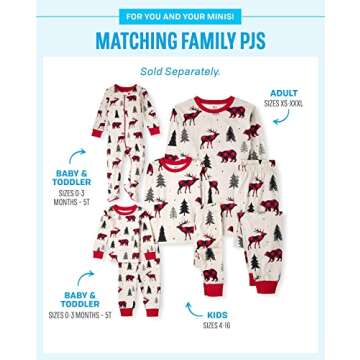 The Children's Place baby girls Family Matching Christmas Holiday Sets, Snug Fit 100% Cotton, Adult, Big Kid, Toddler, Pajama Set, Buff Bear, X-Small US