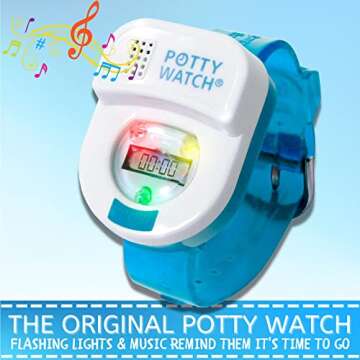 Potty Watch for Kids Potty Training - Potty Training Watch with 3 Fun Flashing Lights and Music - Water-Resistant Watch - Potty Watch Remind Kids Every 30, 60 or 90 Minutes - Blue