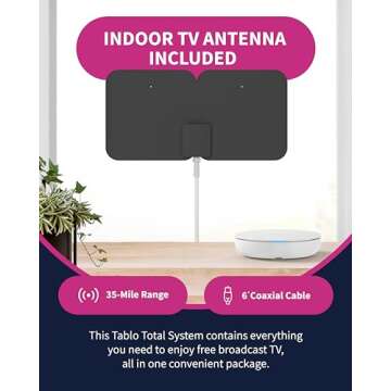 Tablo 4th Gen 2-Tuner Over-The-Air (OTA) DVR + 35-Mile Indoor TV Antenna - Watch, Pause & Record Live TV, News, Sports & Movies in Your Home Over Wi-Fi - 50+ Hrs Recording - No Subscriptions (Renewed)