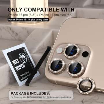 Choiche Compatible iPhone 16 Pro/Pro Max Bling Camera Lens Protector