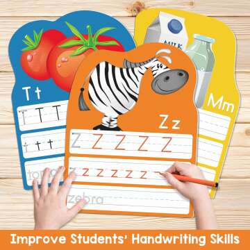 Alphabet Writing Practice Cards, Handwriting Letter Educational Cards for Kindergarten＆Grade1-3，Double-Sided Printing for Trace Uppercase Lowercase Letter, 13 Dry Erase Cards, 26 Page.