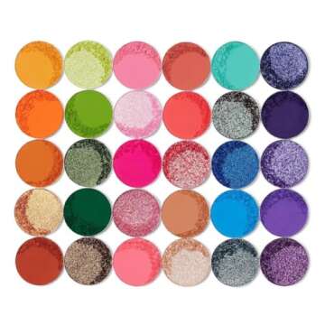 Juvia's Place Palette Culture - Yellow, Greens, Pink, Purple, Orange, Chromatic & Glitter Shades, 30 Pigmented Makeup Palette for Eye Color & Shine, Pressed