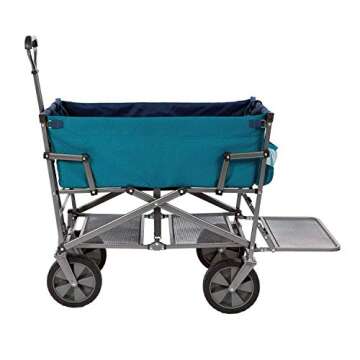 MacSports Double Decker Wagons Carts Heavy Duty Foldable Outdoor Collapsible Cart Portable Lightweight Utility Cart, All Terrain Sports Wagon for Camping Gear, Groceries, and More (Teal)