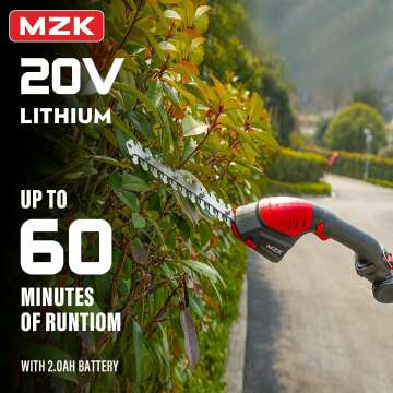 MZK 2-in-1 20V Pole Mini Hedge Trimmer & Grass Shear, 13ft Reach, Electric Hedge Trimmer with Extension Pole, Multi-Angle (Battery and Charger Included)