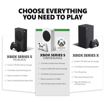 Xbox Series S Starter Bundle - Includes hundreds of games with Game Pass Ultimate 3 Month Membership - 512GB SSD All-Digital Gaming Console