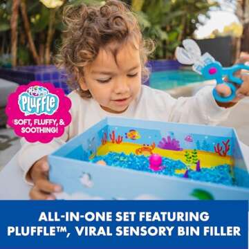 Educational Insights Playfoam Pluffle Ocean Sensory Set with 2 Colors of Playfoam Pluffle, 9 Piece Set, Ages 3+