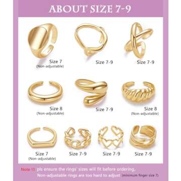 MOROYA Chunky Gold Dome Rings Set for Women