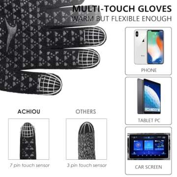 Achiou Winter Gloves, Gloves for Men Women, Upgraded Touch Screen Texting Warm Running Gloves with Thermal Soft Knit Lining