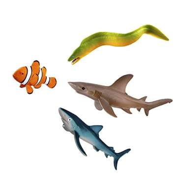 Toymany 14-Piece Realistic Sea Animal Figurines Set: 2-6" Ocean Creatures Including Whales, Sharks, Dolphin - Perfect for Cake Toppers & Gifts for Kids