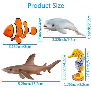 Toymany 14-Piece Realistic Sea Animal Figurines Set: 2-6" Ocean Creatures Including Whales, Sharks, Dolphin - Perfect for Cake Toppers & Gifts for Kids