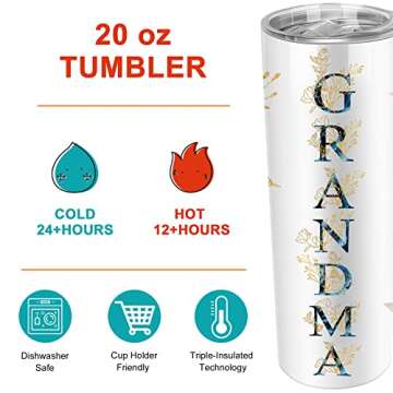 ZOKCC Best Grandma Stainless Steel Tumbler - Cute Gift for Mother's Day & Birthdays