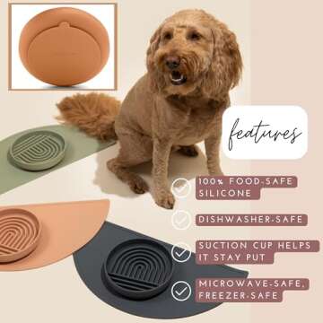 Should We Go? - The Slowdown Bowl - Silicone Slow Feeder for Dogs & Puppies, Slow Eating, Modern Lick Mat Design, Reduces Gulping, Dishwasher Fit, for All Breed, Mealtime Challenge, Medium-Blush