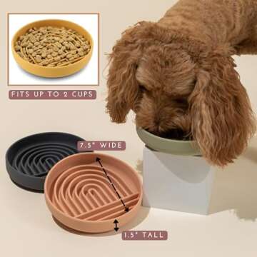 Should We Go? - The Slowdown Bowl - Silicone Slow Feeder for Dogs & Puppies, Slow Eating, Modern Lick Mat Design, Reduces Gulping, Dishwasher Fit, for All Breed, Mealtime Challenge, Medium-Blush