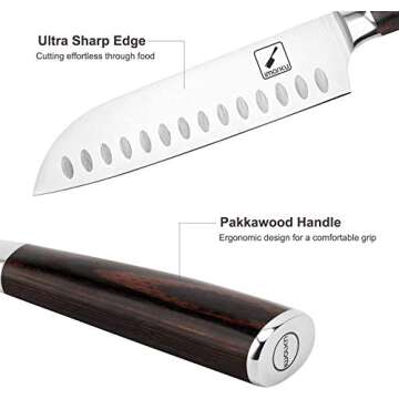 imarku Chef Knife 7 Inch Kitchen Knife Ultra Sharp Santoku Knife - 7Cr17Mov Japanese Chefs Knife, Kitchen Gadgets 2024, Birthday Gifts for Him Her, Best Gifts for Women Men