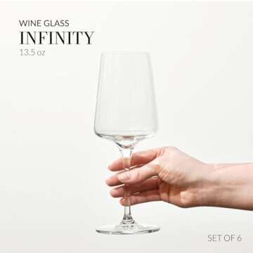 Krosno White and Sparkling Wine Glasses, 6 piece set, 13.52 oz, Infinity Collection, Elegant, Crystal Glass, Lead-free Glass, Dishwasher Safe, Made in Europe